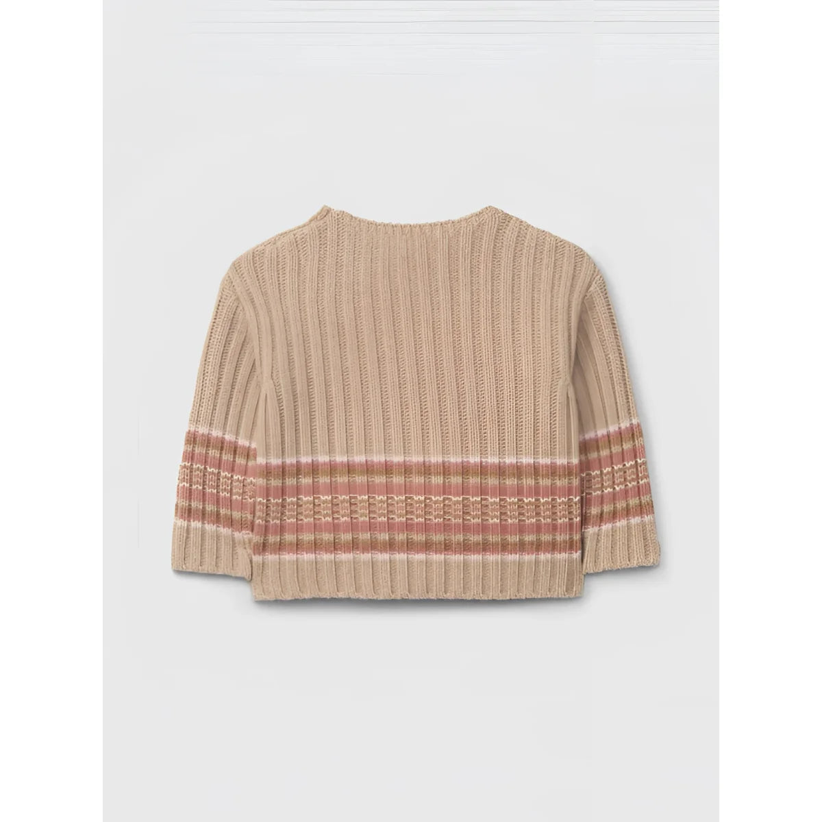 Snug Strickpullover mit Streifenbund in Rosa – Ansicht 2