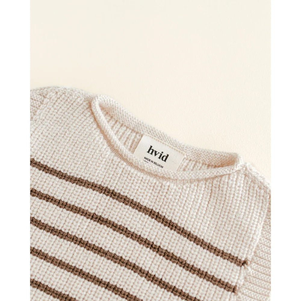 Strickpullunder Vest Harvey in Creme und Mokka mit Streifen