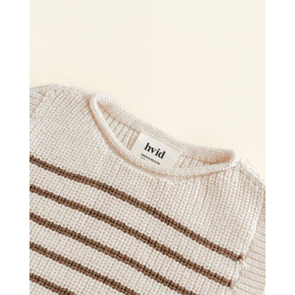 Strickpullunder Vest Harvey in Creme und Mokka mit Streifen
