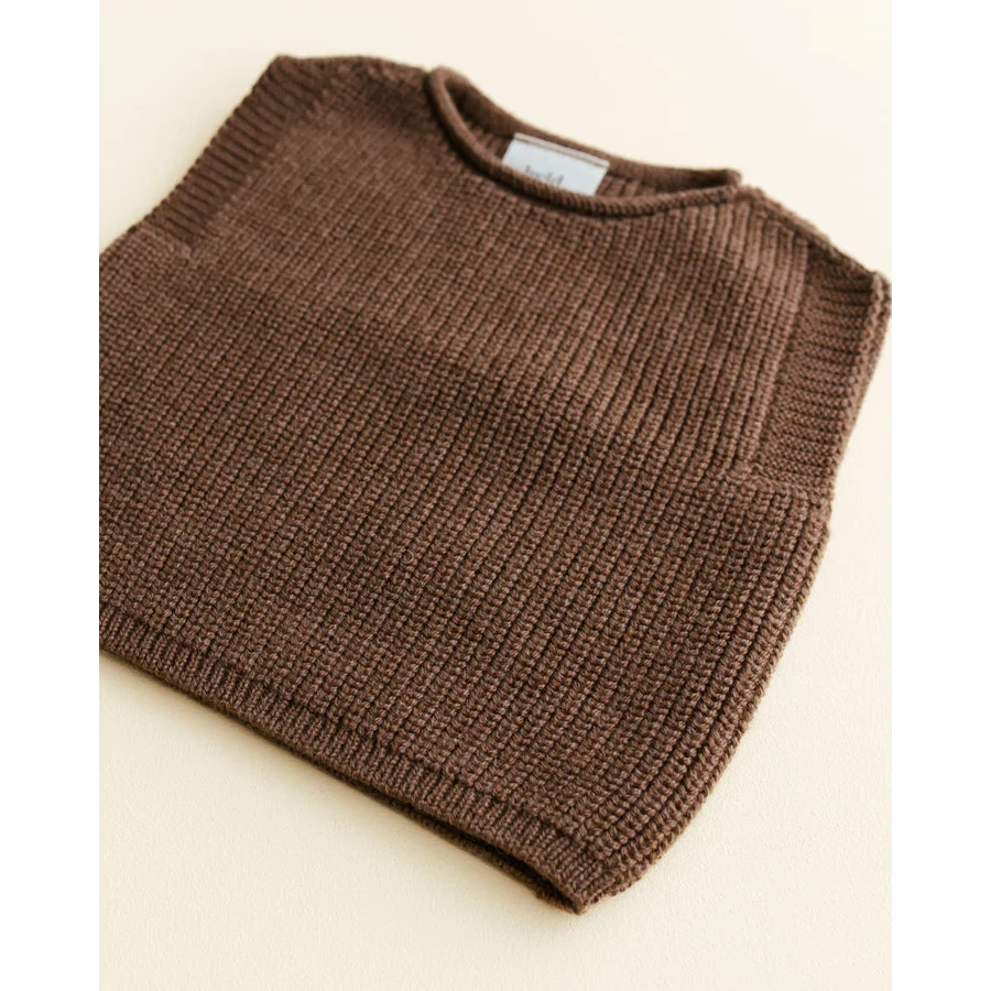 Brauner gestrickter ärmelloser Pullover-Vest Harvey in Mocha