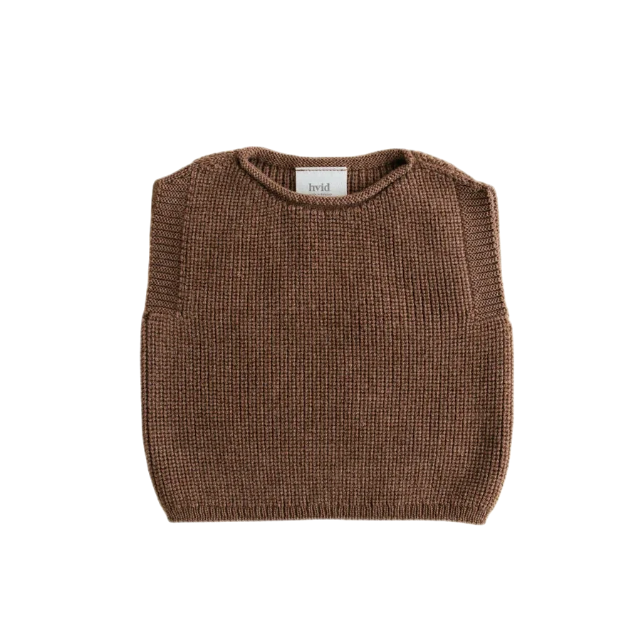 Brauner, gestrickter ärmelloser Pullover-Vest Harvey in Mocha