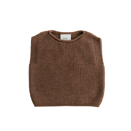 Brauner, gestrickter ärmelloser Pullover-Vest Harvey in Mocha