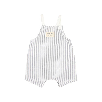 Gestreifter Baby-Romper in Kaki oder Weiß, Stripes Dungaree für stilvolle Kleinkinder
