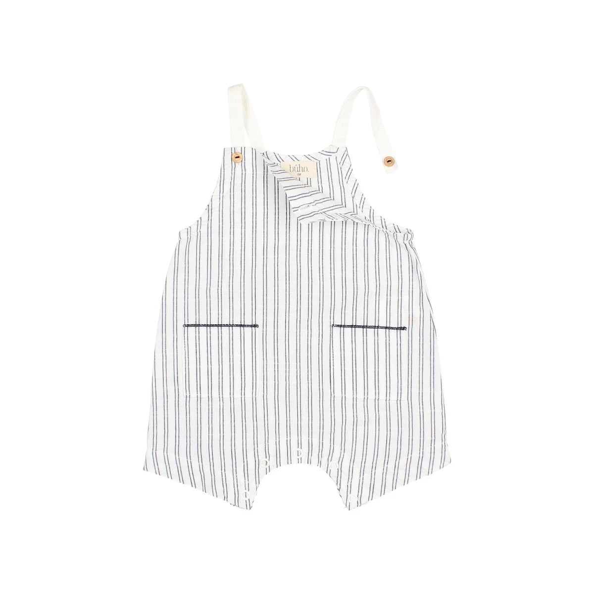 Gestreifter Baby-Overall in Kaki oder Weiss von Stripes Dungaree