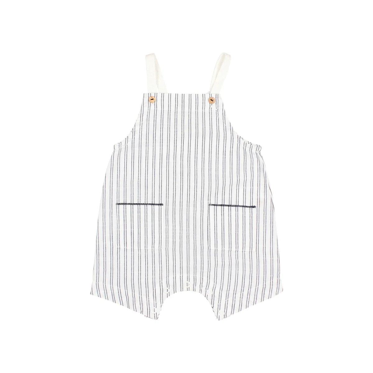 Gestreifter Baby-Overall mit Hosenträgern in Kaki oder Weiß, Stripes Dungaree