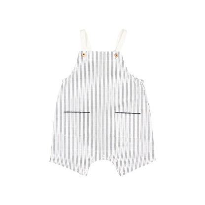 Gestreifter Baby-Overall mit Hosenträgern in Kaki oder Weiß, Stripes Dungaree