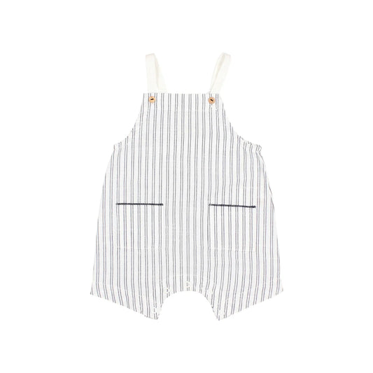Gestreifter Baby-Overall mit Hosenträgern in Kaki oder Weiß, Stripes Dungaree