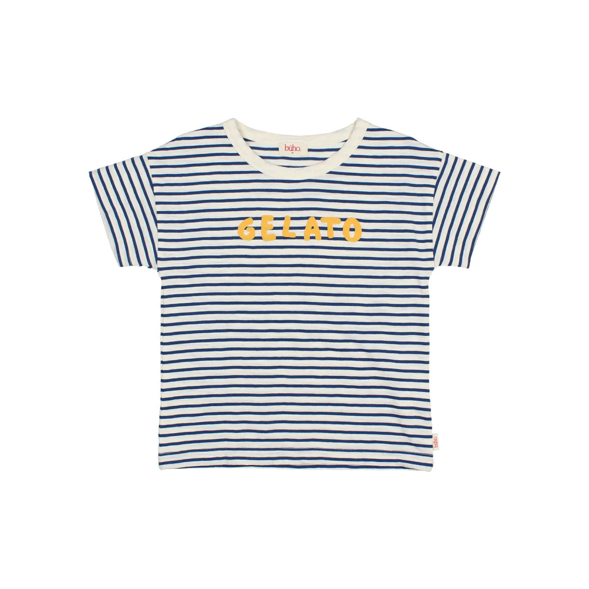 Navy-weiß gestreiftes T-Shirt Gelato für warme Tage, nachhaltige Babykleidung Schweiz