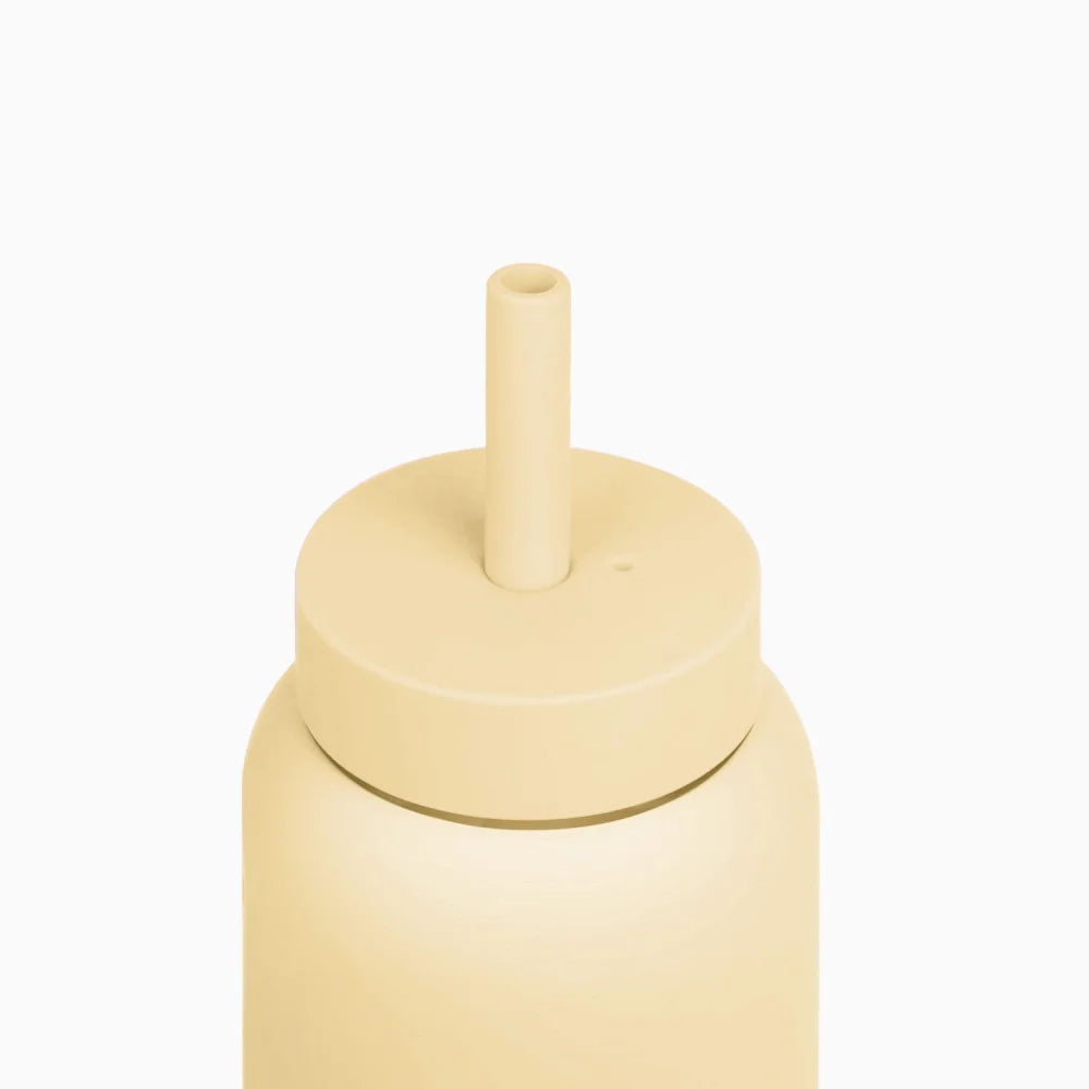 Beige Wasserflasche mit Trinkhalm und Deckel, Mini Bottle Produktansicht