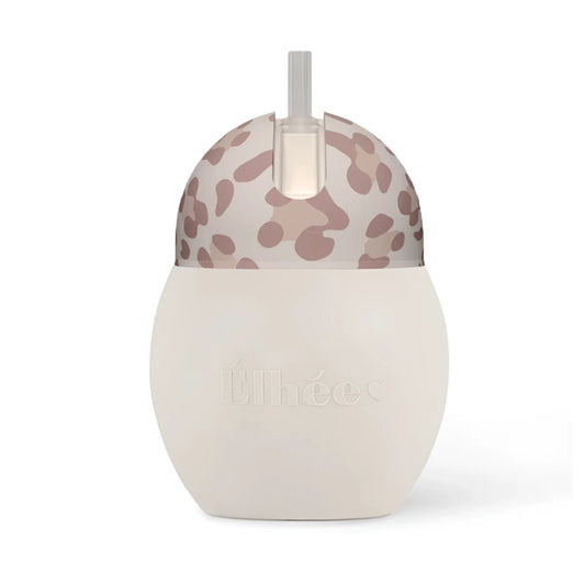 Strohhalmflasche Coconut Graouu Pink mit Leopardenmuster, 240 ml