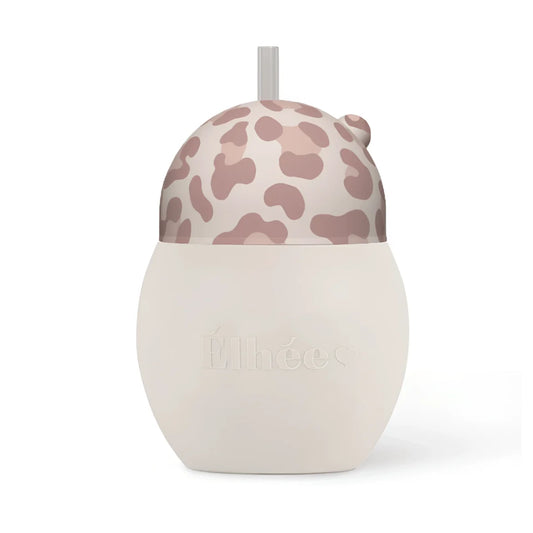 Strohhalmflasche Coconut Graouu Pink blubee 240 ml Creme mit Leoparddeckel