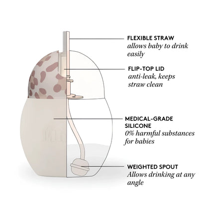 Strohhalmflasche Coconut Graouu Pink leopardmuster Beige Braun 240 ml