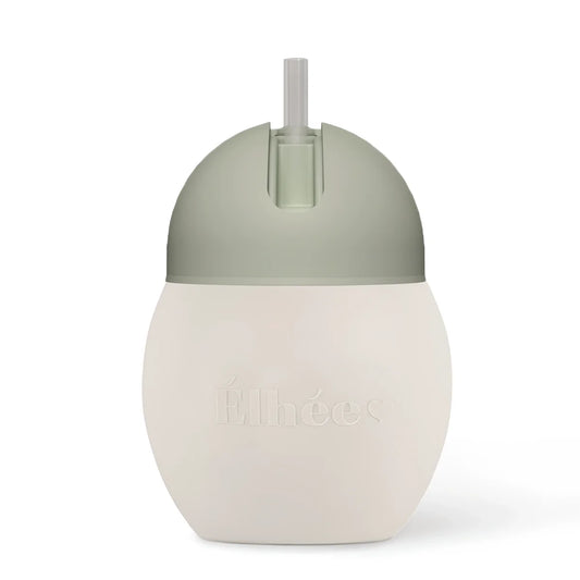 Strohhalmflasche Coconut Sand + Sage 240 ml in mattem Salbei-Grün und Off-White