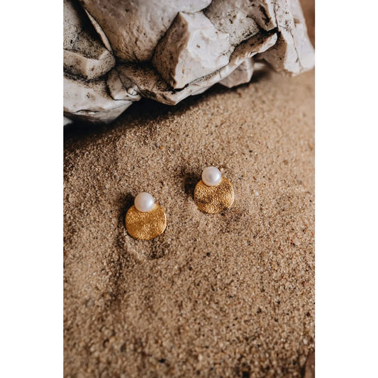 Goldtonierte Mira Ohrringe mit Perle, 18k Gold Vermeil, 925er Sterling Silber