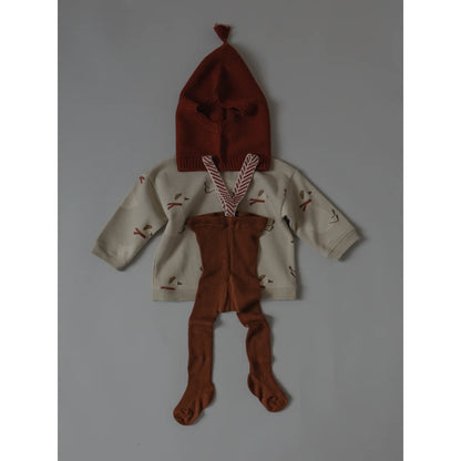 Silly Silas Strumpfhose mit Träger Footed in Cinnamon mit Weihnachtsmuster