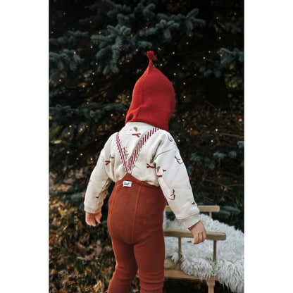 Silly Silas Strumpfhose mit Träger Footed in Cinnamon mit Weihnachtsmuster