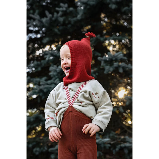 Silly Silas Strumpfhose mit Träger Footed in Cinnamon mit Weihnachtsmuster