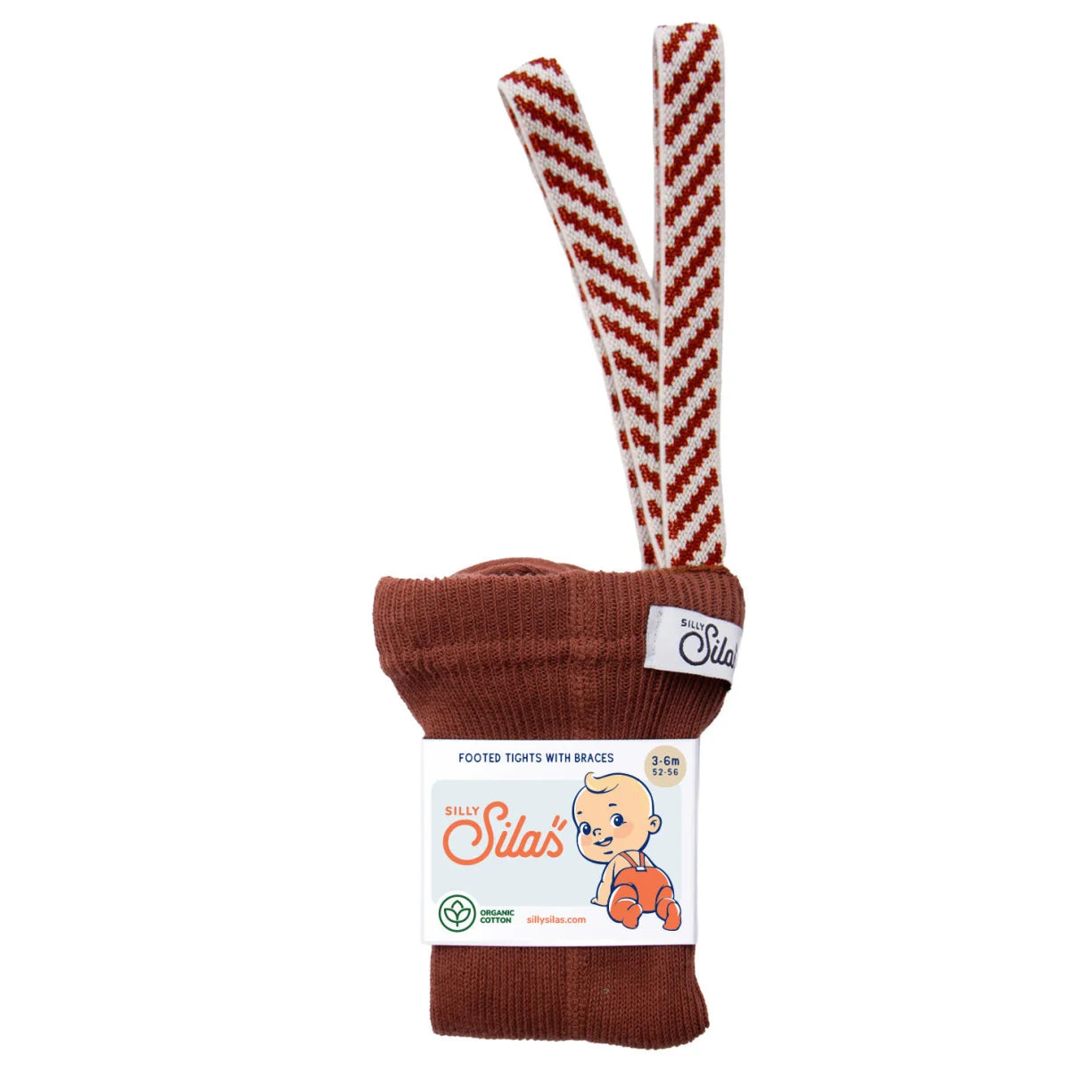 Silly Silas Strumpfhose mit Träger Footed in Cinnamon mit Weihnachtsmuster