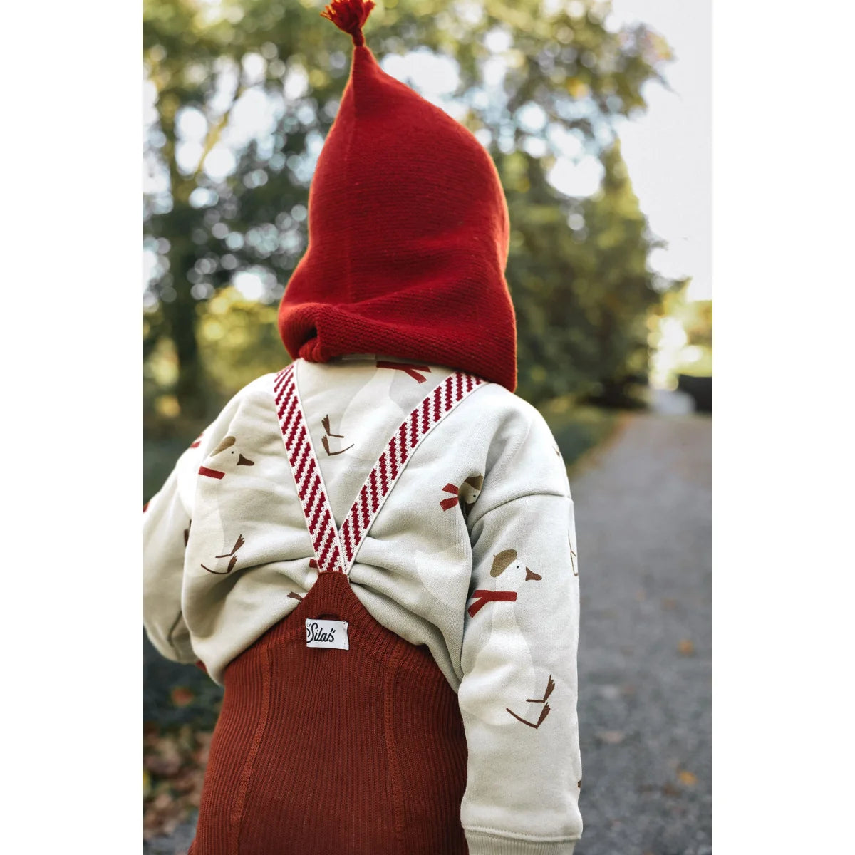 Silly Silas Strumpfhose mit Träger Footed in Cinnamon mit Weihnachtsmuster