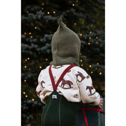 Silly Silas Strumpfhose mit Träger Footed in Dark Forest Green mit Weihnachtsmuster