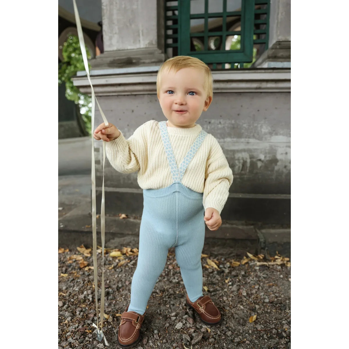 Calzamaglia con bretelle Footed | Misty Blue Patterned