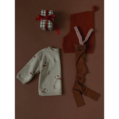 Silly Silas Strumpfhose mit Träger Footless in Cinnamon mit Weihnachtsmuster