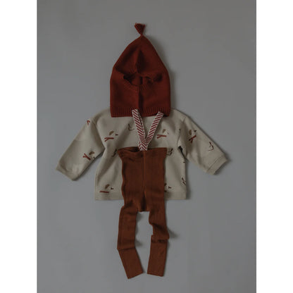 Silly Silas Strumpfhose mit Träger Footless in Cinnamon mit Weihnachtsmuster