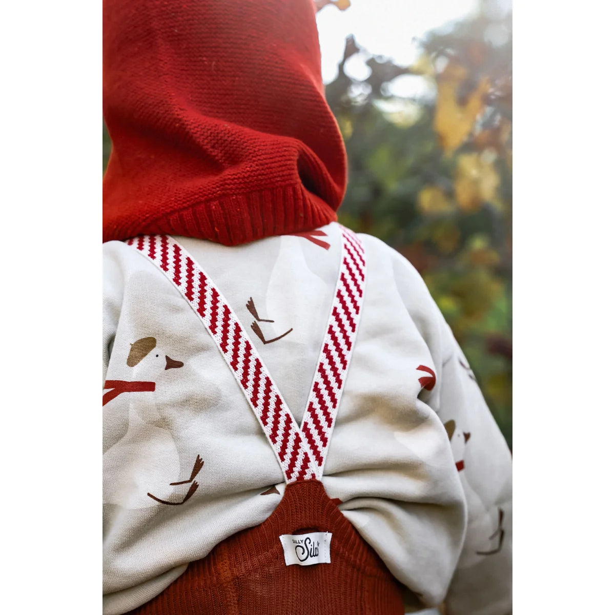 Silly Silas Strumpfhose mit Träger Footless in Cinnamon mit Weihnachtsmuster