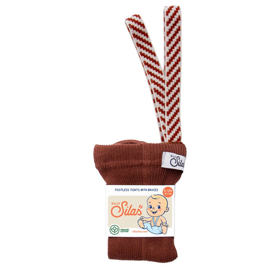 Silly Silas Strumpfhose mit Träger Footless in Cinnamon mit Weihnachtsmuster
