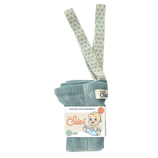Strumpfhose mit Träger Footless | Misty Blue Patterned