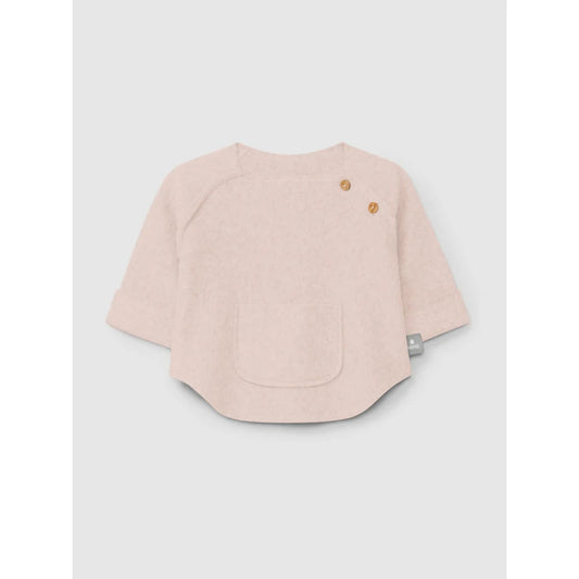 Blush pink fleece baby top mit Fronttasche und dekorativen Schulterknöpfen