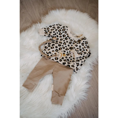Leopard Druck Baby Outfit mit Schnuller Clip für den Sweater Leo Look