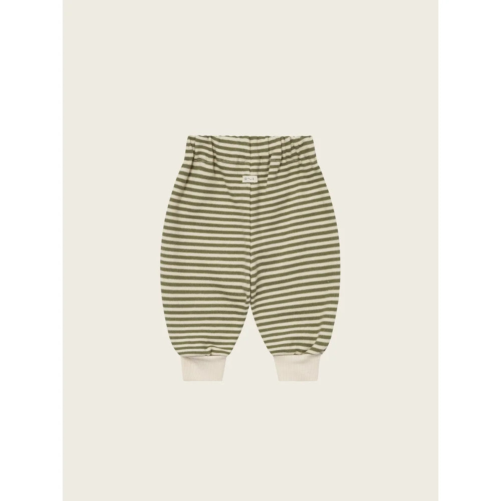 Baby-Strickhose in grün beigen Streifen mit elastischen Bündchen für Komfort