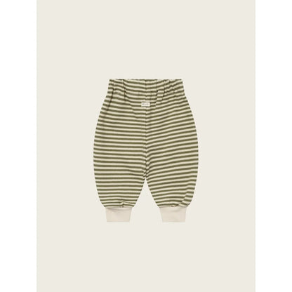 Baby-Strickhose in grün beigen Streifen mit elastischen Bündchen für Komfort