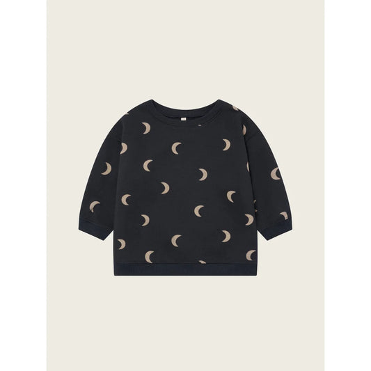 Schwarzes langärmeliges Sweatshirt mit Halbmond-Muster im Produkt Charcoal Midnight