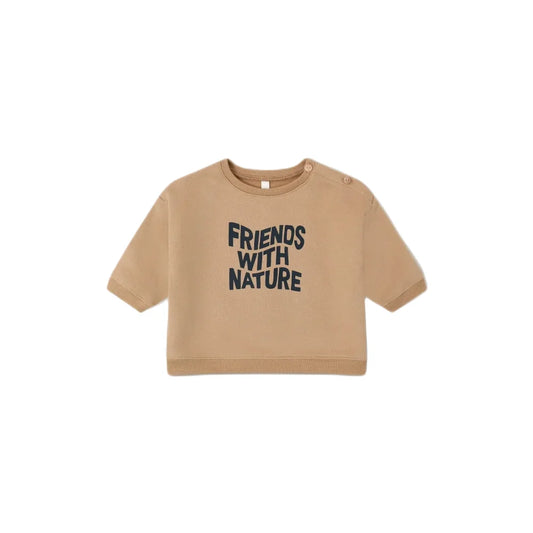 Beige Sweatshirt mit navyblauer Aufschrift FRIENDS WITH NATURE