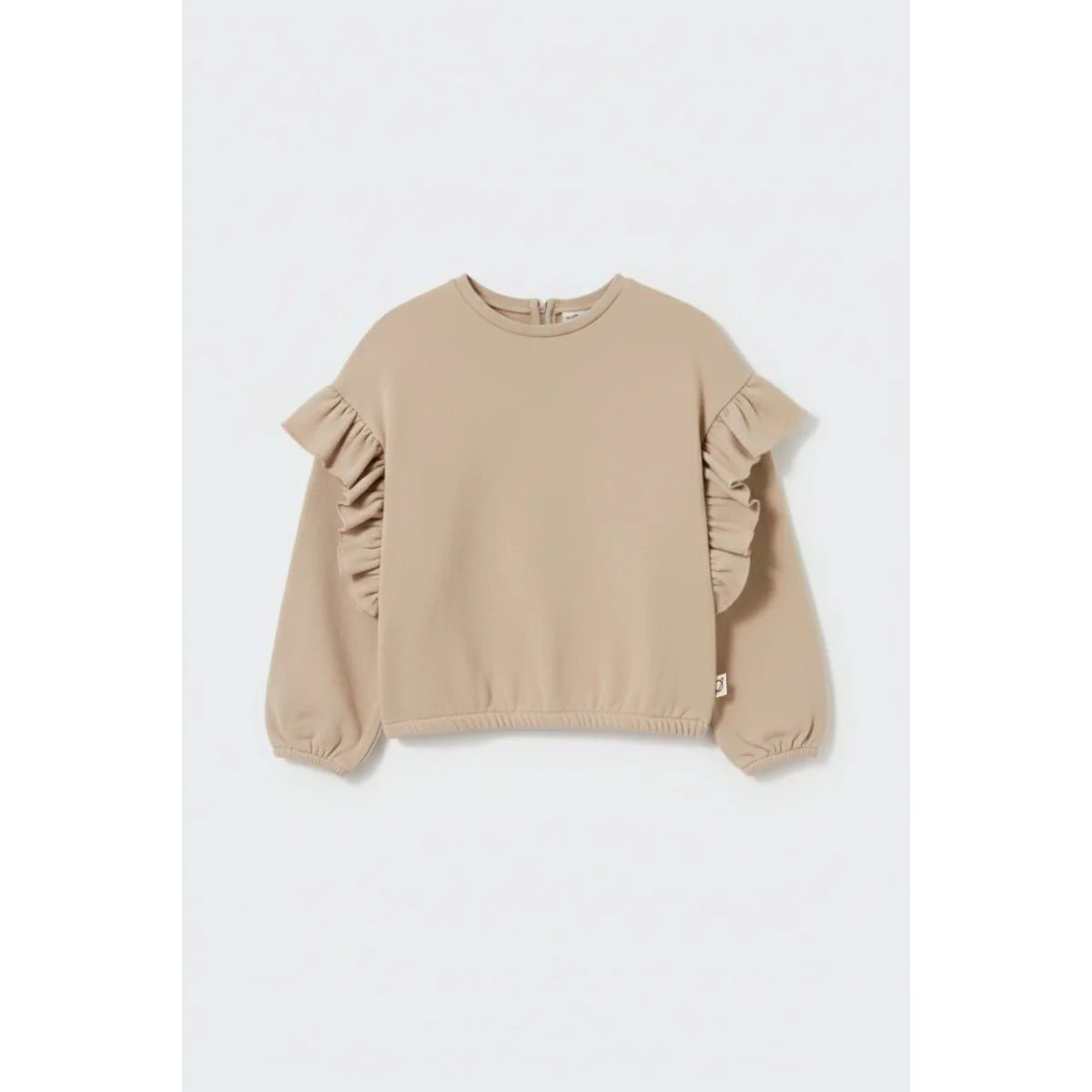 Cozmo Sweatshirt Juno in Stone mit Rüschen an den Schultern