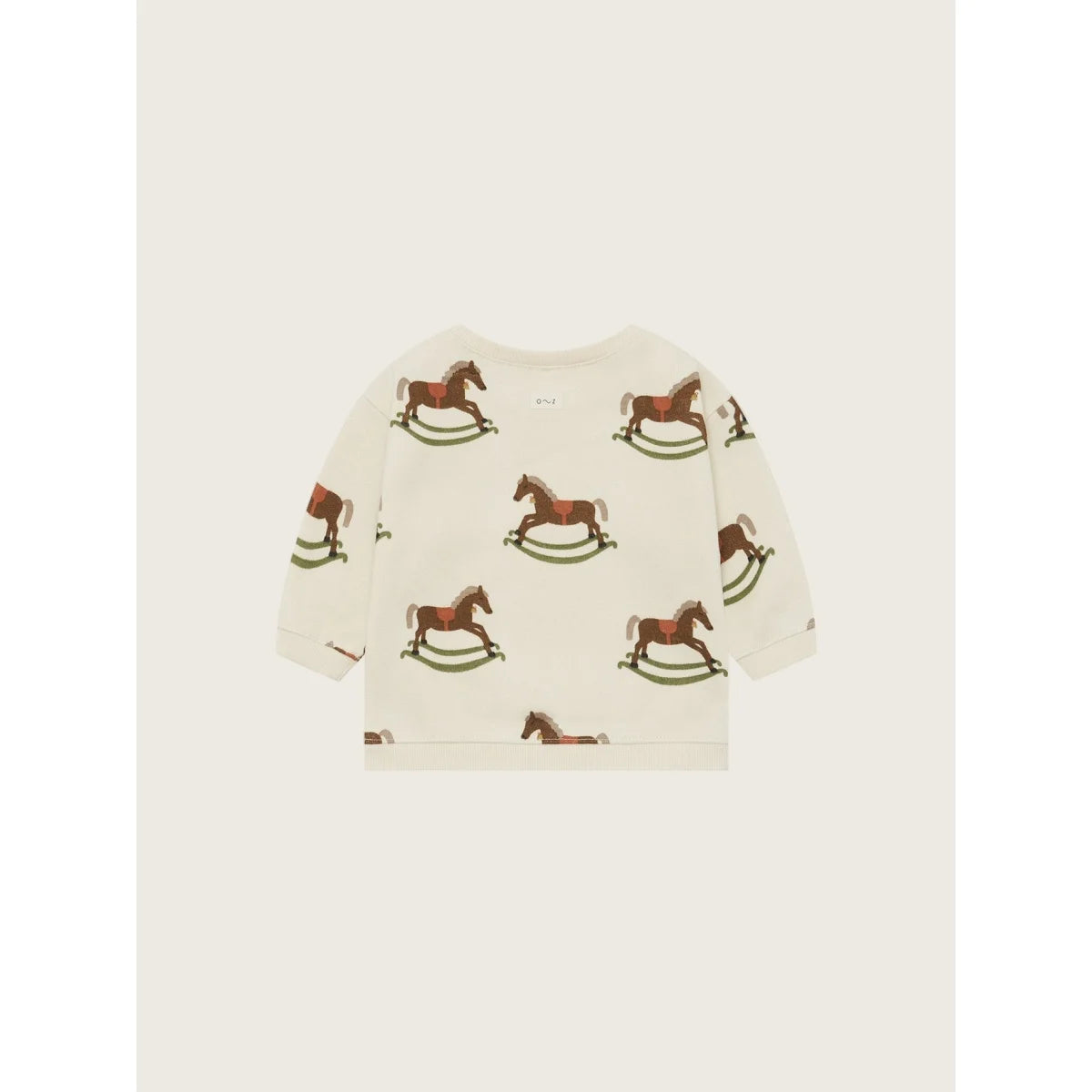 Cremeweißer Langarm-Sweatshirt mit verspieltem Rocking-Horse-Print