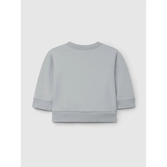 Hellgraues langärmeliges Sweatshirt mit Rippenbündchen und Kängurutaschen