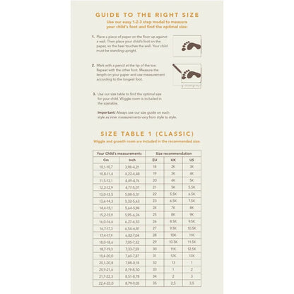Kindergarten kinderschuhgrößentabelle für T-Bar Flower Chestnut Schuhe