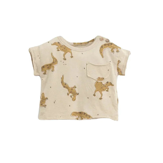 Beige Kinder-T-Shirt mit verspielten Leopardenmuster von Luana Gecko