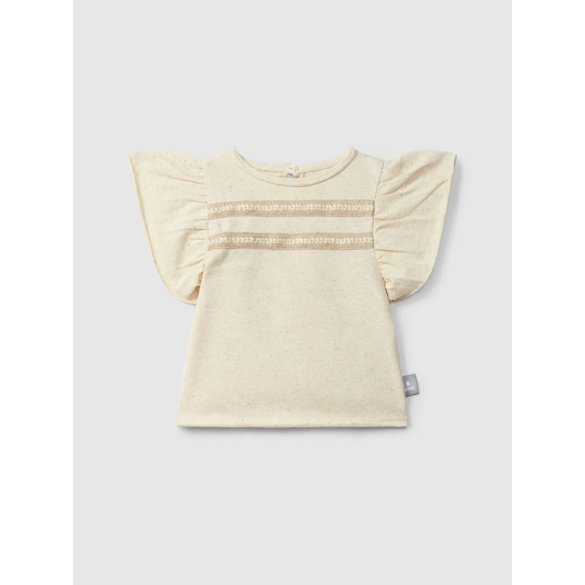 Creme-Babytop mit Rüschenärmeln, englischer Stickerei und eleganter Note