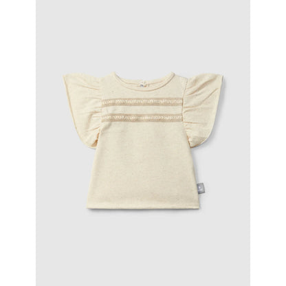 Creme-Babytop mit Rüschenärmeln, englischer Stickerei und eleganter Note