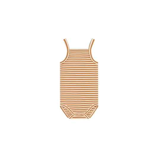 Tank Bodysuit Copper Stripes: weiches ärmelloses Baby-Bodysuit in Beige-Creme