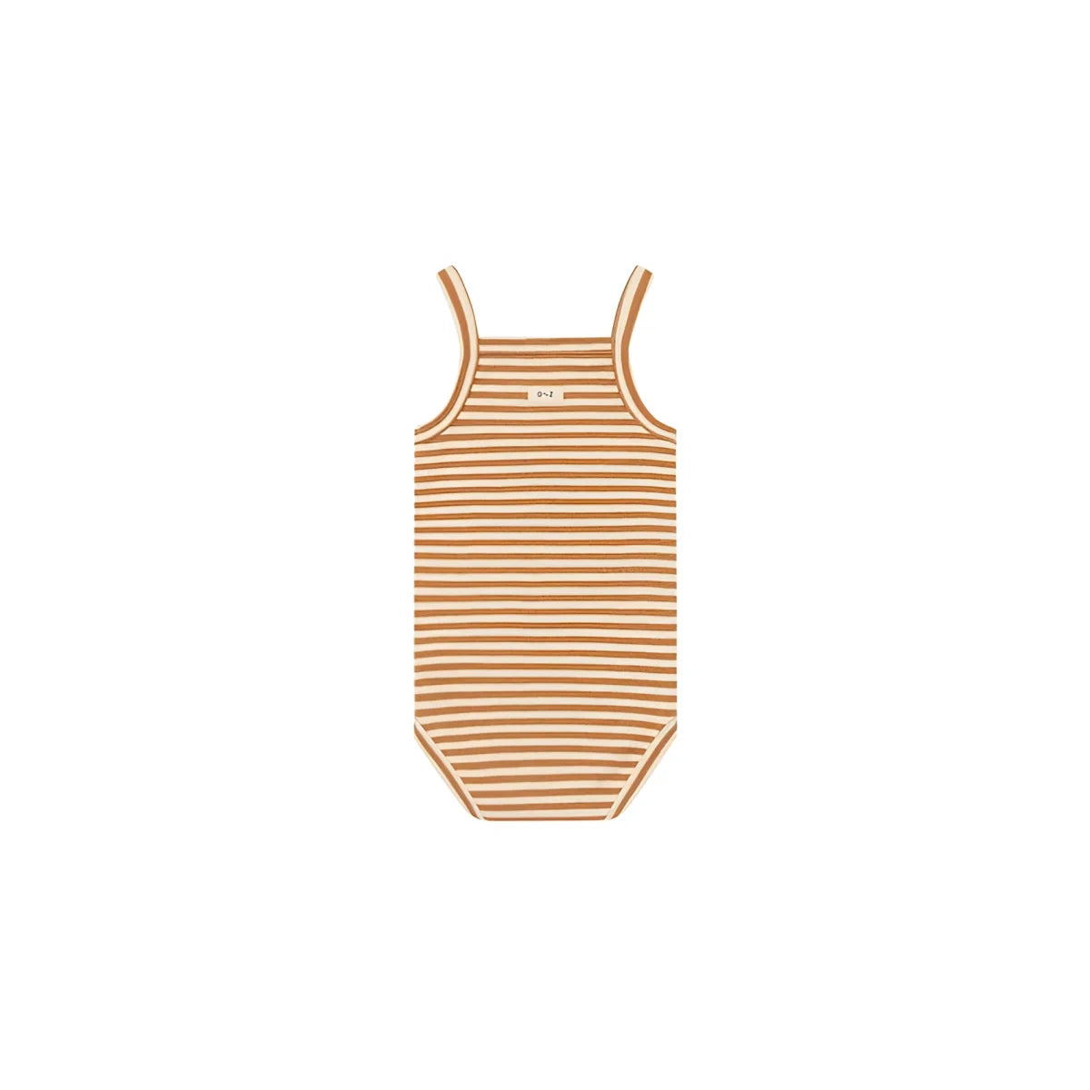 Tank Bodysuit Copper Stripes: Tan-Creme gestreiftes Baby-Bodysuit mit dünnen Trägern