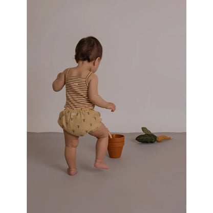 Baby in gestreiftem Tank Bodysuit Copper Stripes und Muster-Bloomers