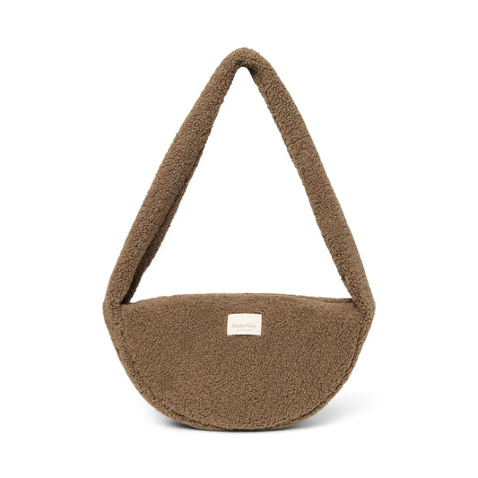 Gemütliche Teddy-Mini-Crossbody-Tasche in Braun, plüschig und minimalistisch