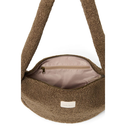 Gemütliche Taupe-Teddy-Mini-Crossbody-Tasche Braun