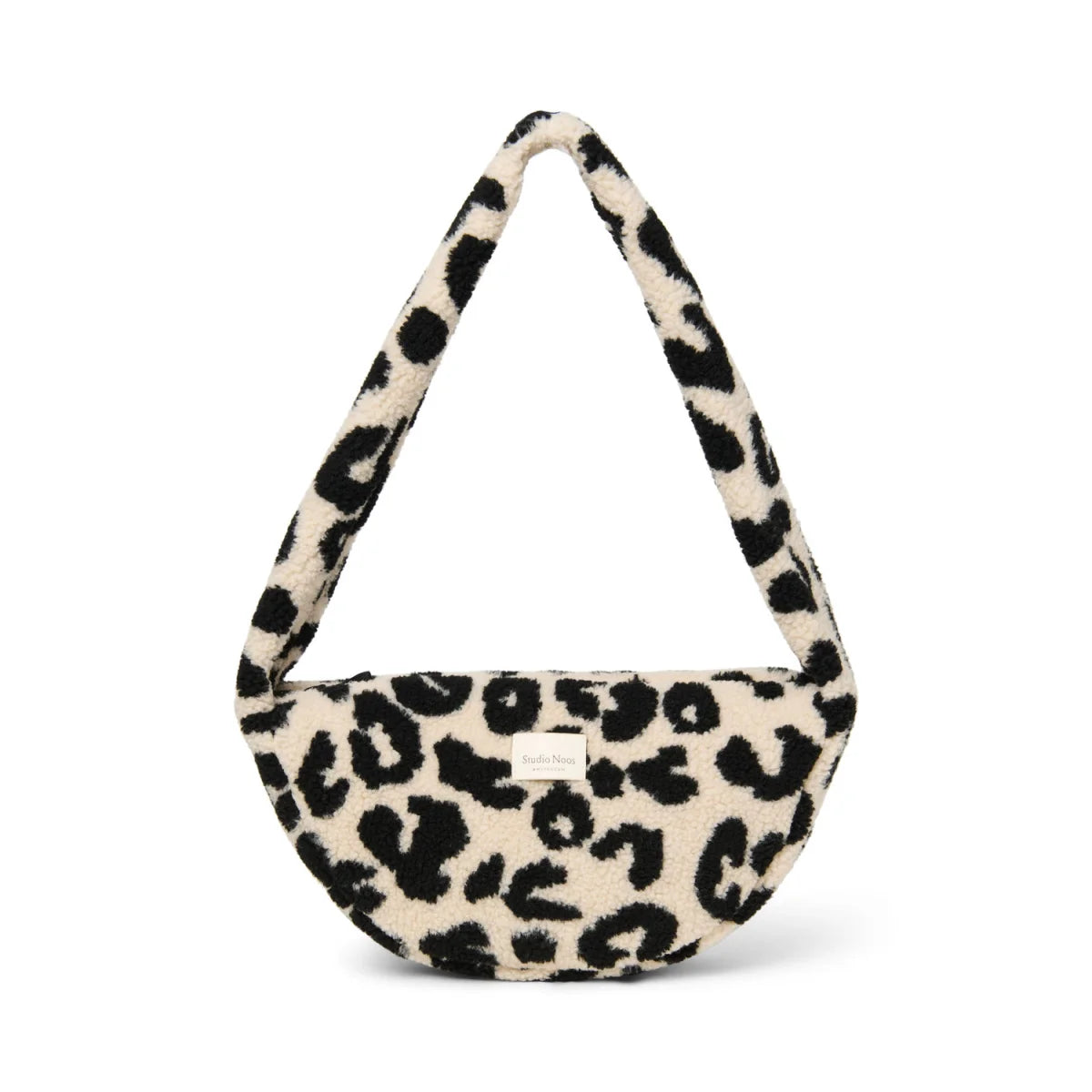 Teddy Mini Crossbody Bag in cremefarbenem Kunstfell mit Leopardmuster