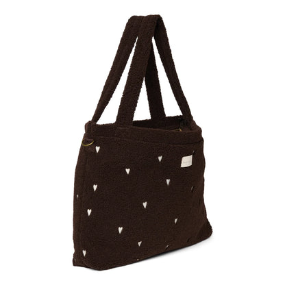 Teddy Wickeltasche Chocolate Hearts mit Reissverschluss und D-Ringen